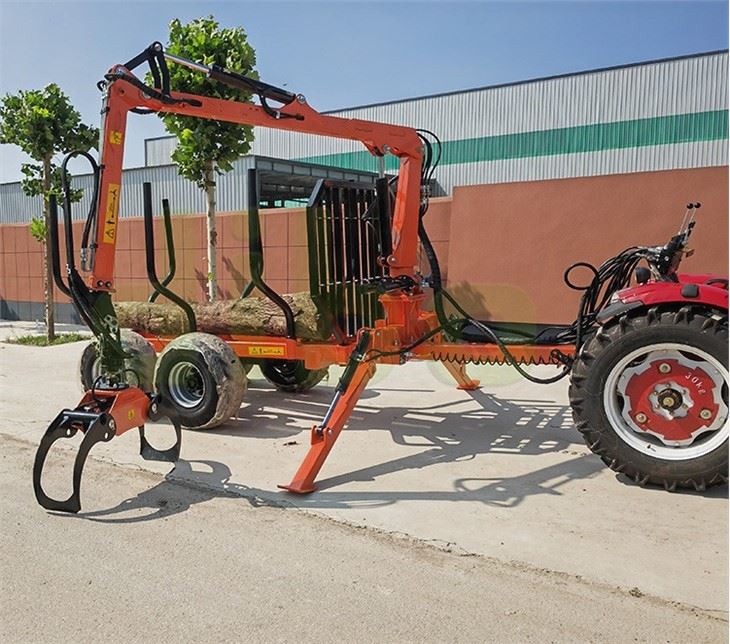 Log Grapple Loader Forestry Timber Trailer With Crane